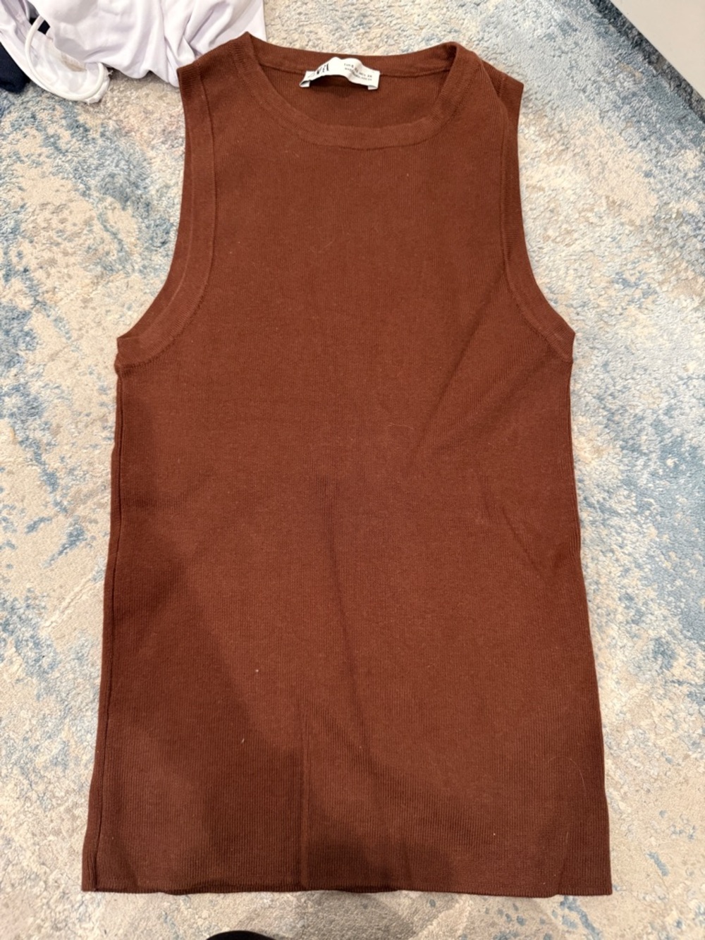 Zara Brown Ribbed Knit Tank